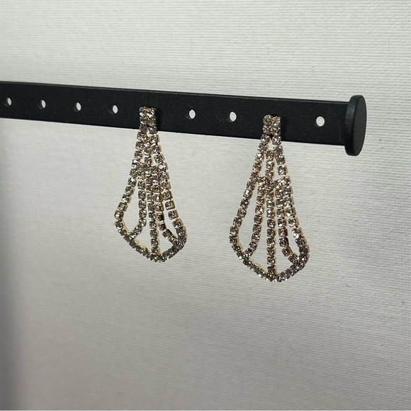 Vintage Gold Tone Tear Drop Shaped Dangle Stud Earrings - Picture 7 of 9